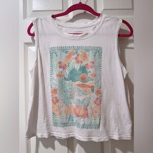 Z Supply White Floral Graphic Tank Top